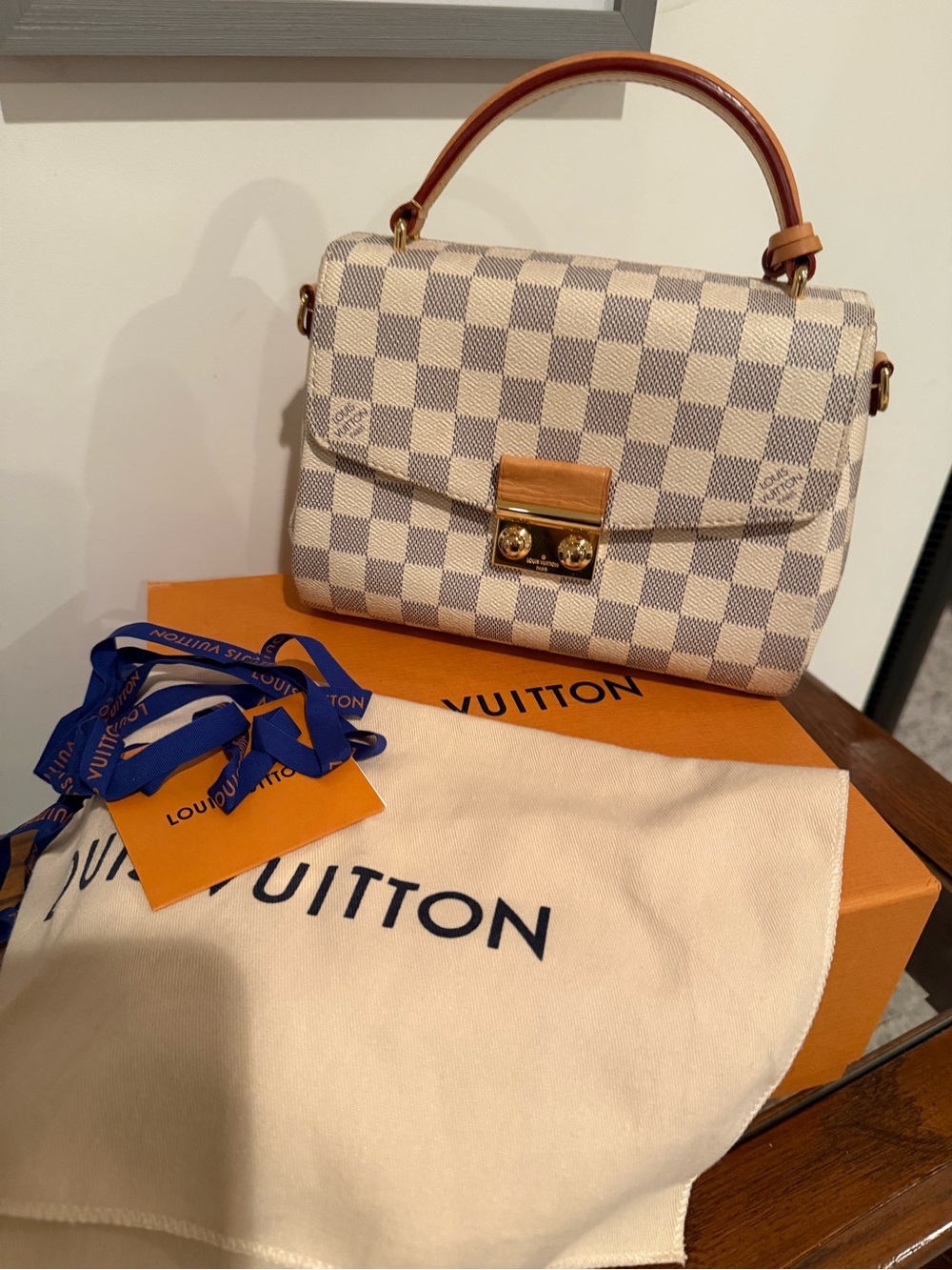 Louis Vuitton Damier Azur Croisette in White and Tan